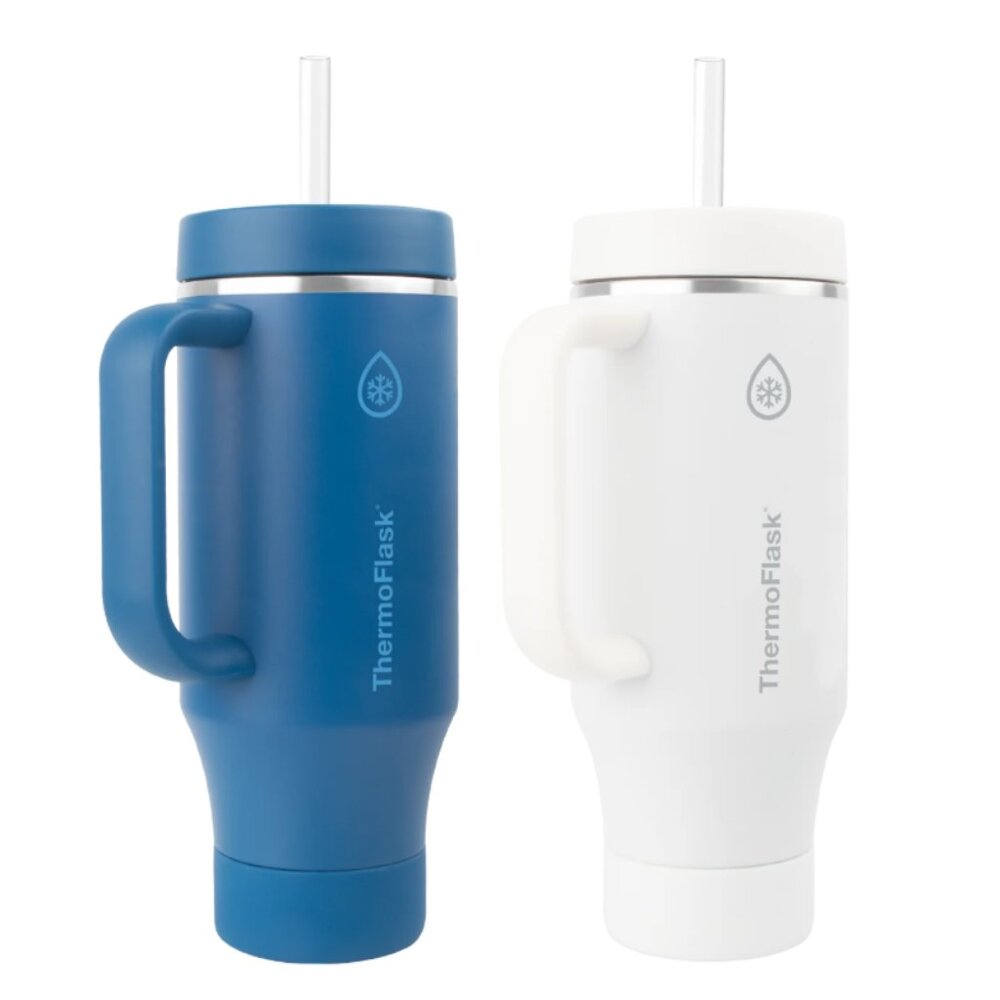 40 oz ThermoFlask Tumbler 2 Pack Blue/White